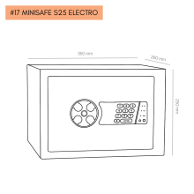 #17 MINISAFE S25 ELECTRO – Cassetta di sicurezza bianco-nera con serratura elettronica, 350 x 250 x 260 mm