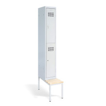 #03 MINI 2 – Armadio spogliatoio a 2 ante corte, 1800/300/500, RAL 7035 + lavica