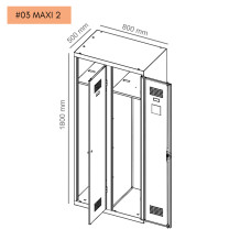 #03 MAXI 2 –  Armadio spogliatoio a 2 ante con divisorio interno, 1800/800/500 mm