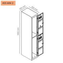 #03 MINI 2 – Armadio spogliatoio a 2 ante corte, 1800/300/500