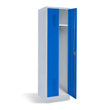 #03 STANDARD CROSS SLIM – Armadio spogliatoio a 2 ante con apertura centrale, compatto, con ante blu 1800/500/500 mm