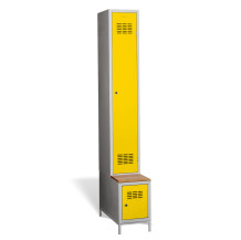 #03 STANDARD 1 PLUS – Armadio spogliatoio a 1+1 ante a tutta altezza, con panca integrata e scarpiera