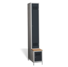 #03 STANDARD 1 PLUS – Armadio spogliatoio a 1+1 ante a tutta altezza, con panca integrata e scarpiera