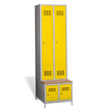 #03 STANDARD 2 PLUS – Armadio spogliatoio a 2+2 ante con ante lunghe, panca integrata e scarpiera