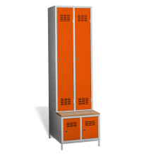 #03 STANDARD 2 PLUS – Armadio spogliatoio a 2+2 ante con ante lunghe, panca integrata e scarpiera