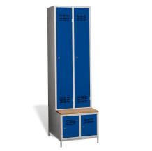 #03 STANDARD 2 PLUS – Armadio spogliatoio a 2+2 ante con ante lunghe, panca integrata e scarpiera