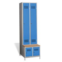 #03 STANDARD 2 PLUS – Armadio spogliatoio a 2+2 ante con ante lunghe, panca integrata e scarpiera