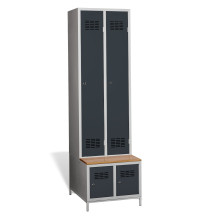 #03 STANDARD 2 PLUS – Armadio spogliatoio a 2+2 ante con ante lunghe, panca integrata e scarpiera