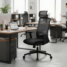 Sedia da ufficio con schienale in rete mesh e poggiatesta