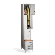 #03 CIK-CAK MINI 2 PLUS – Armadio spogliatoio a 2 ante con ante a "Z", panca integrata e scarpiere 