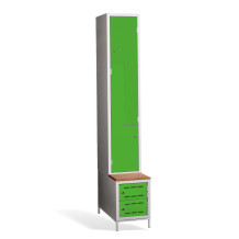 #03 CIK-CAK MINI 2 PLUS – Armadio spogliatoio a 2 ante con ante a "Z", panca integrata e scarpiere 