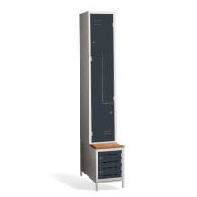 #03 CIK-CAK MINI 2 PLUS – Armadio spogliatoio a 2 ante con ante a "Z", panca integrata e scarpiere 