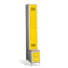 #03 MINI 2 PLUS – Armadio spogliatoio a 2+2 ante con ante corte, panca integrata e scarpiere, RAL 7016