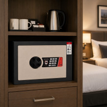 #17 MINISAFE S25 ELECTRO – Cassetta di sicurezza bianco-nera con serratura elettronica, 350 x 250 x 260 mm