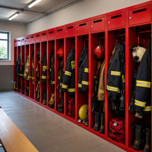 Armadio spogliatoio per vigili del fuoco con scomparti e gancio grande