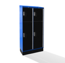 #04 BOXES 4 PLEXI SLD – Armadio portavalori a 4 scomparti di diverse dimensioni, con ante in plexiglass, 2000/1000/400 mm