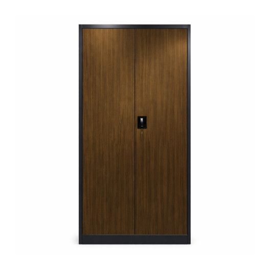 Armadio per ufficio effetto legno scuro con 4 ripiani (in kit di montaggio)