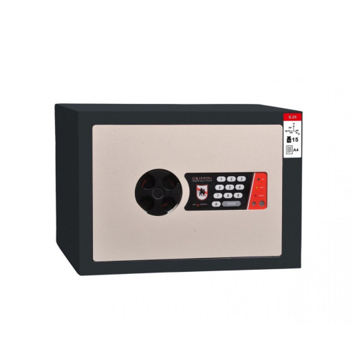 #17 MINISAFE S25 ELECTRO – Cassetta di sicurezza bianco-nera con serratura elettronica -350 x 250 x 260 mm