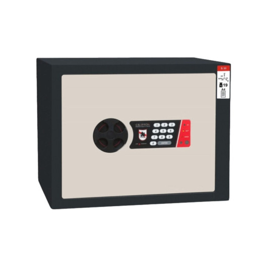 #17 MINISAFE S30 ELECTRO – Cassetta di sicurezza bianco-nera, 380 x 300 x 320 mm