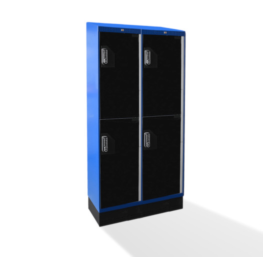 #04 BOXES 4 PLEXI – Armadio portavalori a 4 scomparti con plexiglass, 2000/1000/400 mm